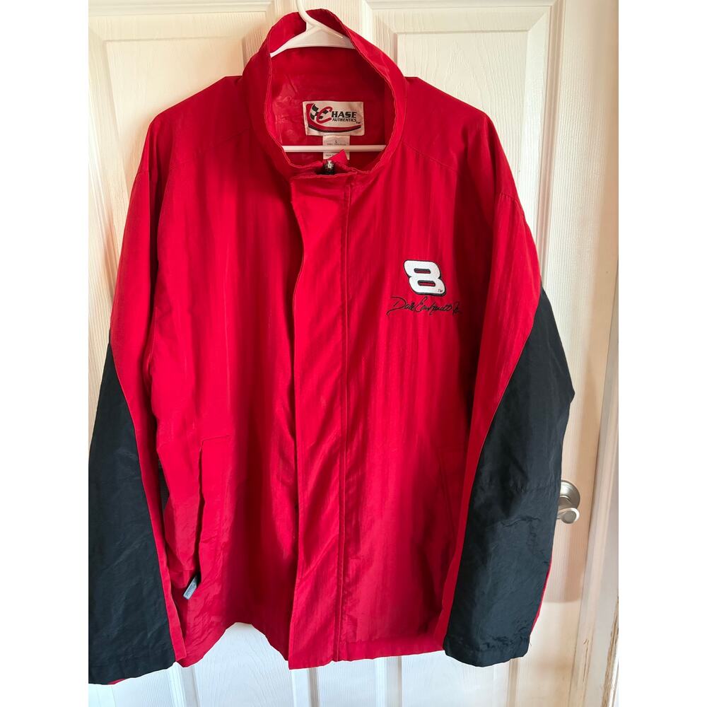 Nascar Dale Earnhardt Jr. Jacket Mens Large Red Chase #8 Budweiser Windbreaker